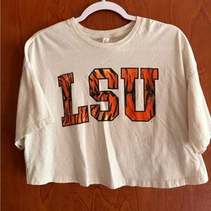 LSU Tigers Print Bells + Canvas Airline Jersey Cropped Tee Size L